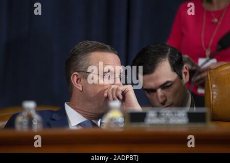 Washington, District of Columbia, USA. 4th Dec, 2019. United States Representative Doug Collins (Republican of Georgia) speaks during a break in testimony from constitutional law experts Noah Feldman, of Harvard University, Pamela Karlan, of Stanford University, Michael Gerhardt, of the University of North Carolina, and Jonathan Turley of The George Washington University Law School, before the United States House Committee on the Judiciary on Capitol Hill in Washington, DC, U.S. on Wednesday, December 4, 2019. Credit: Stefani Reynolds/CNP/ZUMA Wire/Alamy Live News Stock Photo