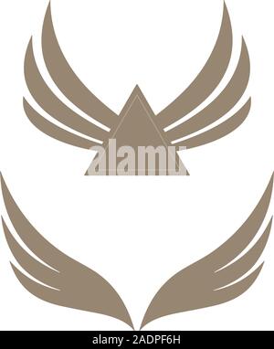 Abstract wings on white background. Gold colored wings templates. Stock Vector