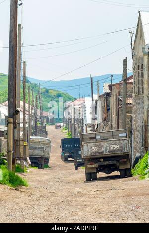 Buildings and dirt road in the village of Shinuhayr, Syunik Province, Armenia
