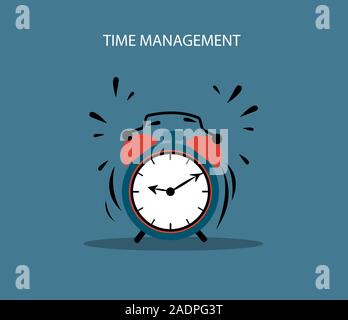 Vector of a ringing alarm clock. Time management concept Stock Vector