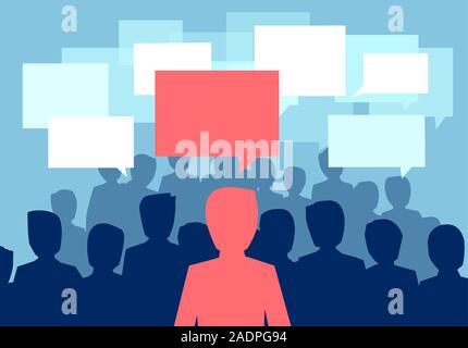 Community communication concept. Vector of a people crowd communicating with one person having a different opinion Stock Vector