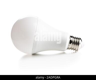 Energy saving light bulb isolated on white table. Led light bulb. Stock Photo