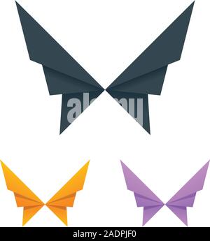 Colorful butterfly or eagle wings icons. Paper cut wings logo templates. Stock Vector