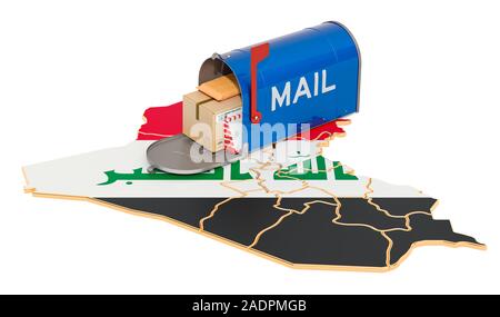Mailbox on the Iraqi map. Shipping in Iraq, concept. 3D rendering isolated on white background Stock Photo