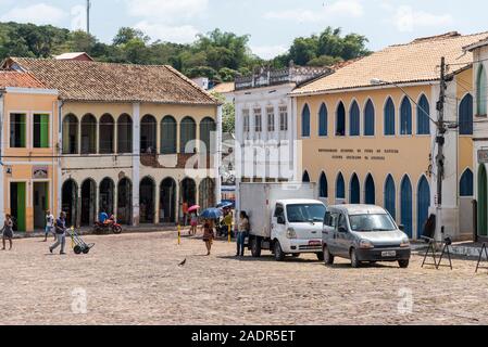 View to facade of colonial old church in small historic countryside village, Chapada Diamantina, Bahia, Brazil Stock Photo