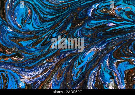 Blue marbling pattern. Marble liquid texture. Stock Photo