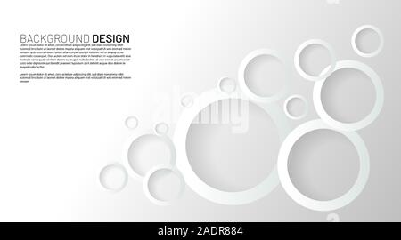 abstract vector background. white circle rings with overlapping shadows. design illustration Stock Vector