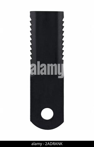 Rotary Mower Blade, Slasher Blade, rotary Cutter placed on white isolated background. Agricultural Spare Part Stock Photo