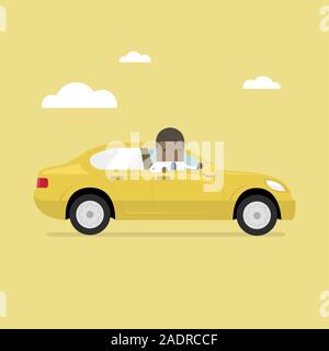 African businessman rides in the car. Stock Vector
