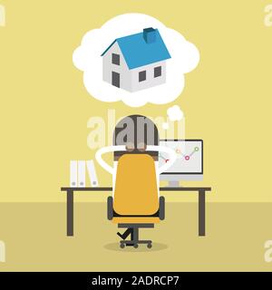 African businessman dreaming about house. Stock Vector