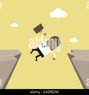 African businessman falling from gap of cliff. Stock Vector