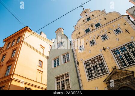 Old town Three Brothers building in Riga, Latvia Stock Photo