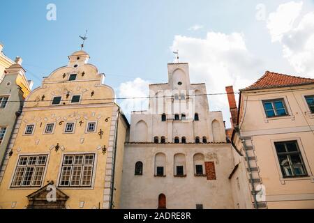 Old town Three Brothers building in Riga, Latvia Stock Photo