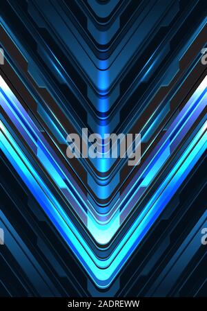 Abstract blue black arrow light cyber metallic direction design modern futuristic technology background vector illustration. Stock Vector