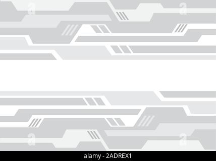 Abstract soft grey tone geometric circuit pattern on white design modern futuristic technology background vector illustration. Stock Vector