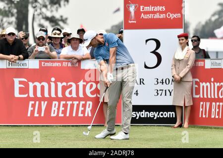 Sydney, New South Wales, Australia. 5th December 2019; The Australian Golf Club, Sydney, New South Wales, Australia; PGA Tour Australasia, The Australian Open Golf tournament day 1; Adam Scott of Australia hits his tee shot on the 3rd hole - Editorial Use Credit: Action Plus Sports Images/Alamy Live News Stock Photo