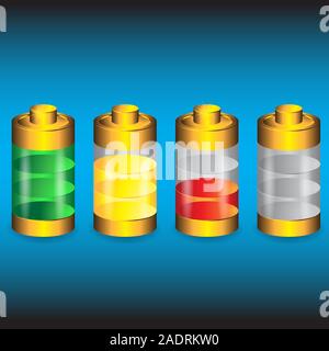 Discharged and fully charged battery of your smartphone on an isolated background. Vector image. Stock Vector