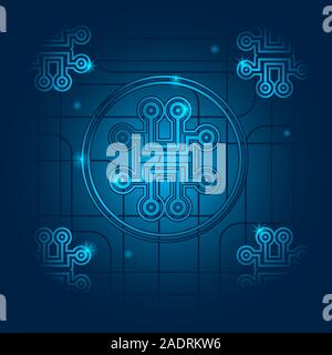 Blue light abstract technology circuit board, Hi-tech digital engineering concept, Vector illustration background Stock Vector