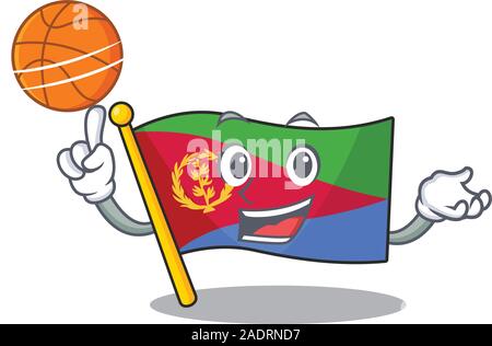 Mascot of flag eritrea cartoon character style with basketball Stock Vector
