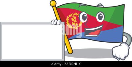 Flag eritrea with board cartoon Character design style Stock Vector