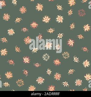 seamless vector pattern with scattered stylized ornamental chintz inspired flowers Stock Vector
