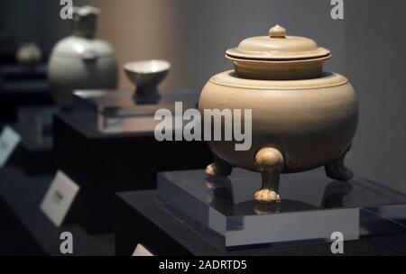 Xi'an, China's Shaanxi Province. 4th Dec, 2019. White porcelain wares of Tang Dynasty (618-907) are displayed at an exhibition in a museum in Xi'an, capital of northwest China's Shaanxi Province, Dec. 4, 2019. Credit: Liu Xiao/Xinhua/Alamy Live News Stock Photo