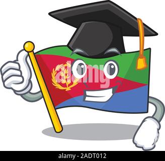 happy flag eritrea wearing a black Graduation hat Stock Vector