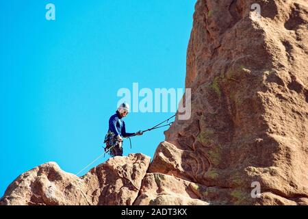 Male Rock Climber at Garden of the Gods Colorado Stock Photo