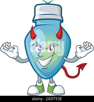 mascot cartoon of blue christmas bulb on a Devil gesture design Stock Vector