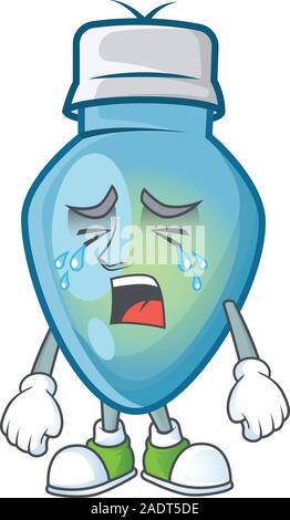 Sad Crying blue christmas bulb cartoon character design style Stock Vector