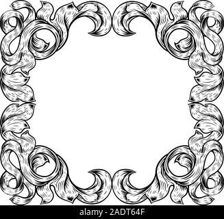 Filigree Leaves Frame Floral Border Scroll Pattern Stock Vector