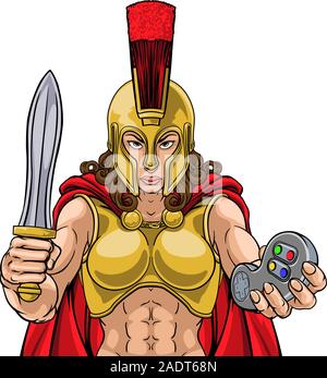 Spartan Trojan Gladiator Gamer Warrior Woman Stock Vector