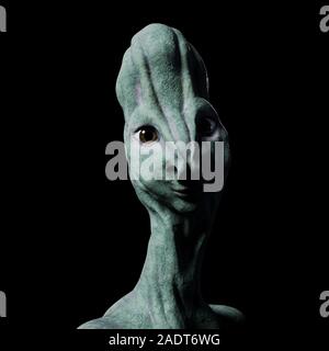 alien portrait (3d illustration isolated on black background) Stock Photo