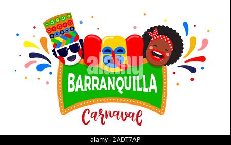 Carnaval de Barranquilla, Colombian carnival party. Vector illustration, poster and flyer Stock Vector