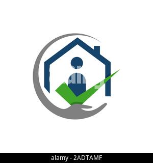 home care logo design vector. helping hand and house symbol graphic concept Stock Vector