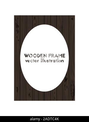 Decorative oval frame. Vector illustration. Wood texture Stock Vector
