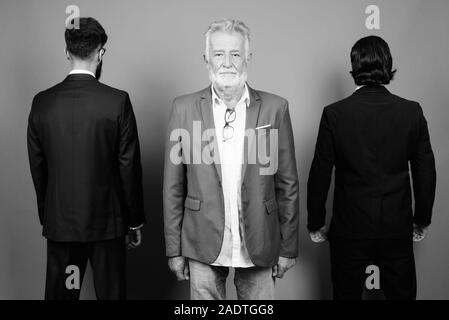 Portrait of multi ethnic bearded businessmen together Stock Photo