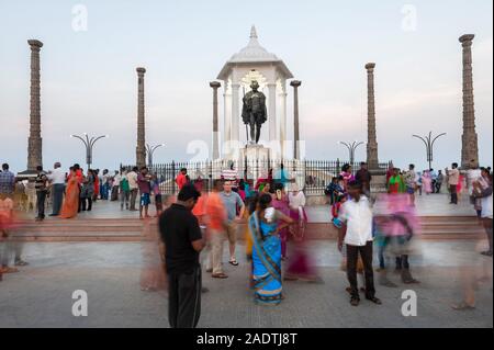 Pondicherry, India -May 2017: The Gandhi Statue in front of the sea Stock Photo