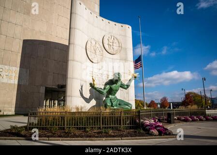 The Spirit of Detroit, Iconic 26-ft.-tall bronze statue at Coleman A ...