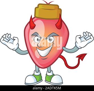 mascot cartoon of red christmas bulb on a Devil gesture design Stock Vector