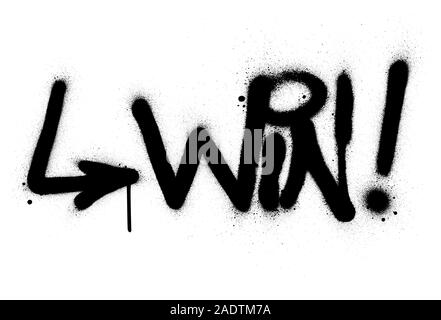graffiti win word sprayed in black over white Stock Vector