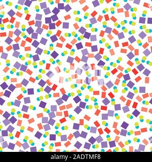 Seamless vector pattern with colorful fun figures on white background. Fabric or wrapping paper minimalistic design. Stock Vector