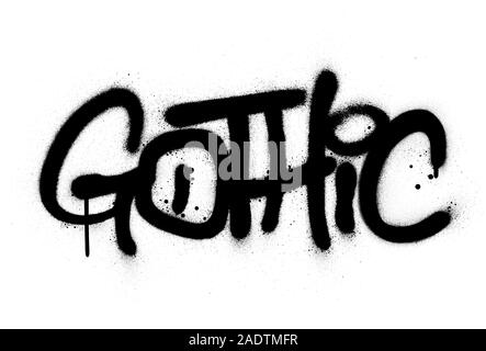 graffiti gothic word sprayed in black over white Stock Vector