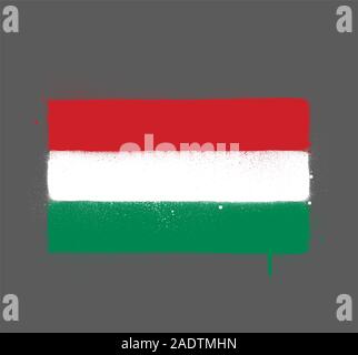 graffti Hungary flag sprayed over gray Stock Vector