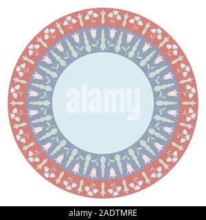 Decorative plate with round floral ornament. Mandala circular floral pattern. Fashion background with ornate dish. Vector illustration EPS10 Stock Vector