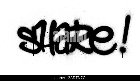 graffiti share word sprayed in black over white Stock Vector