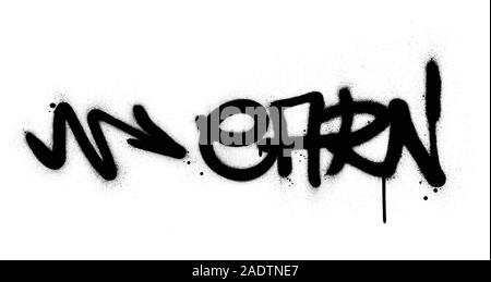 graffiti earn word sprayed in black over white Stock Vector