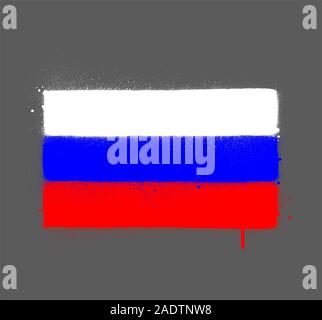 graffti Russia flag sprayed over gray Stock Vector