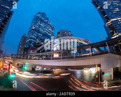 Bangkok Chong Nonsi, THAILAND - May 13: Bangkok Chong Nonsi pedestrian bridge and high rise city buildings on May 13, 2019 in Bangkok Stock Photo