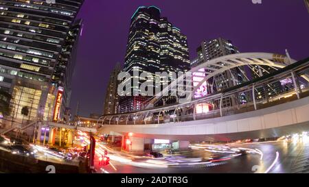 Bangkok Chong Nonsi, THAILAND - May 13: Bangkok Chong Nonsi pedestrian bridge and high rise city buildings on May 13, 2019 in Bangkok Stock Photo